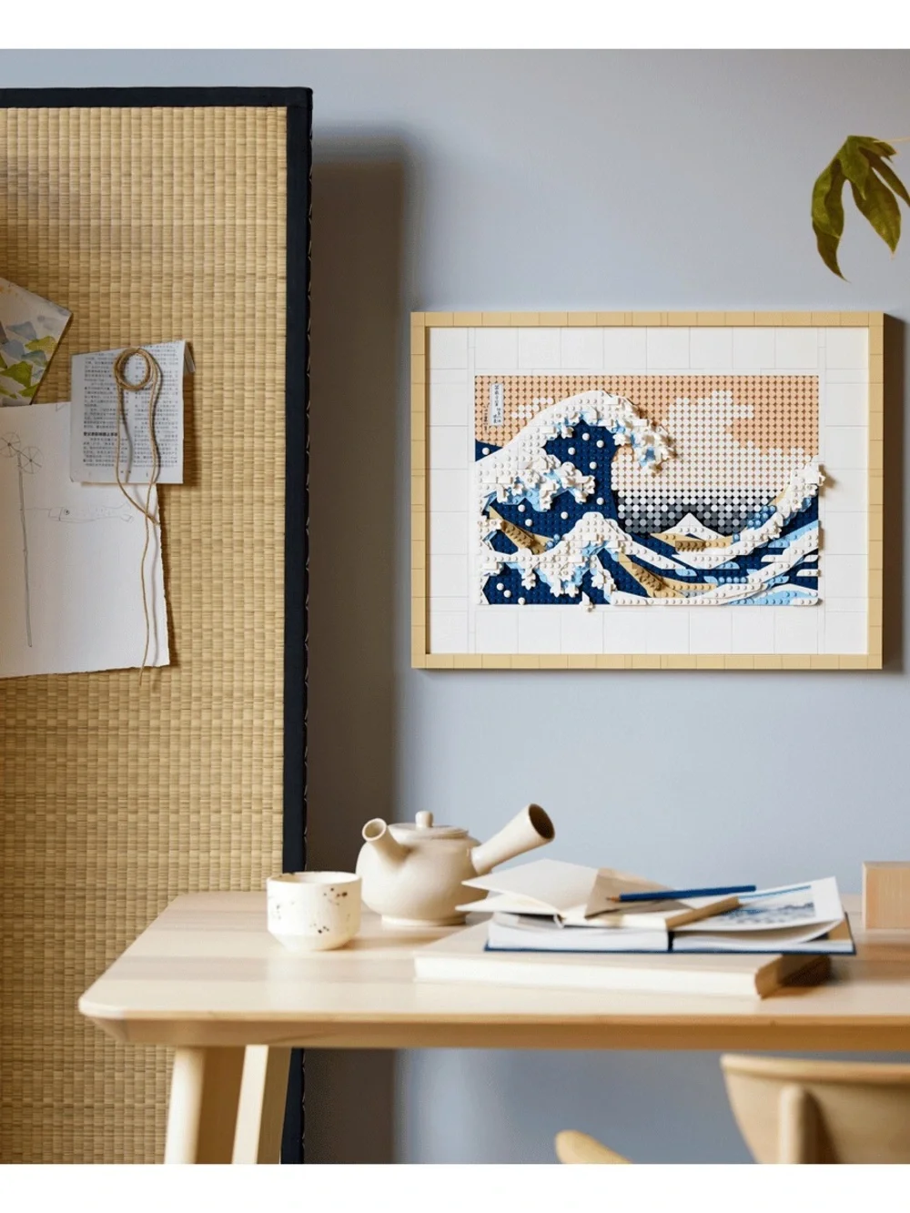 Lego The Great Wave Wall Art - Blue, White & Tan